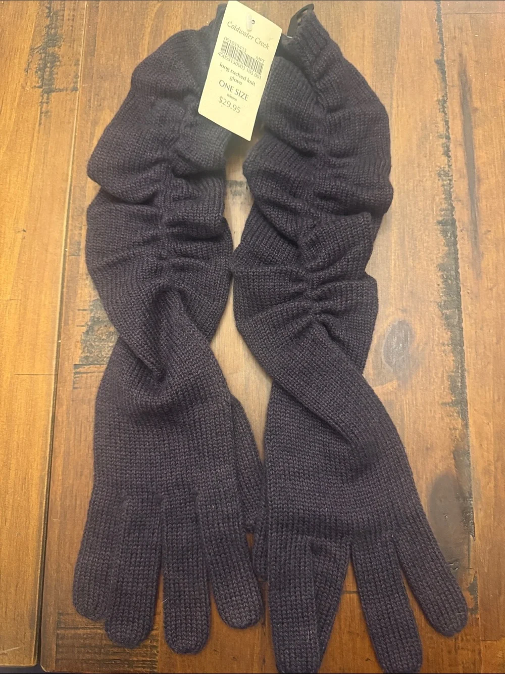 NWT Coldwater Creek Long Ruched Knit Gloves - Dark Brown